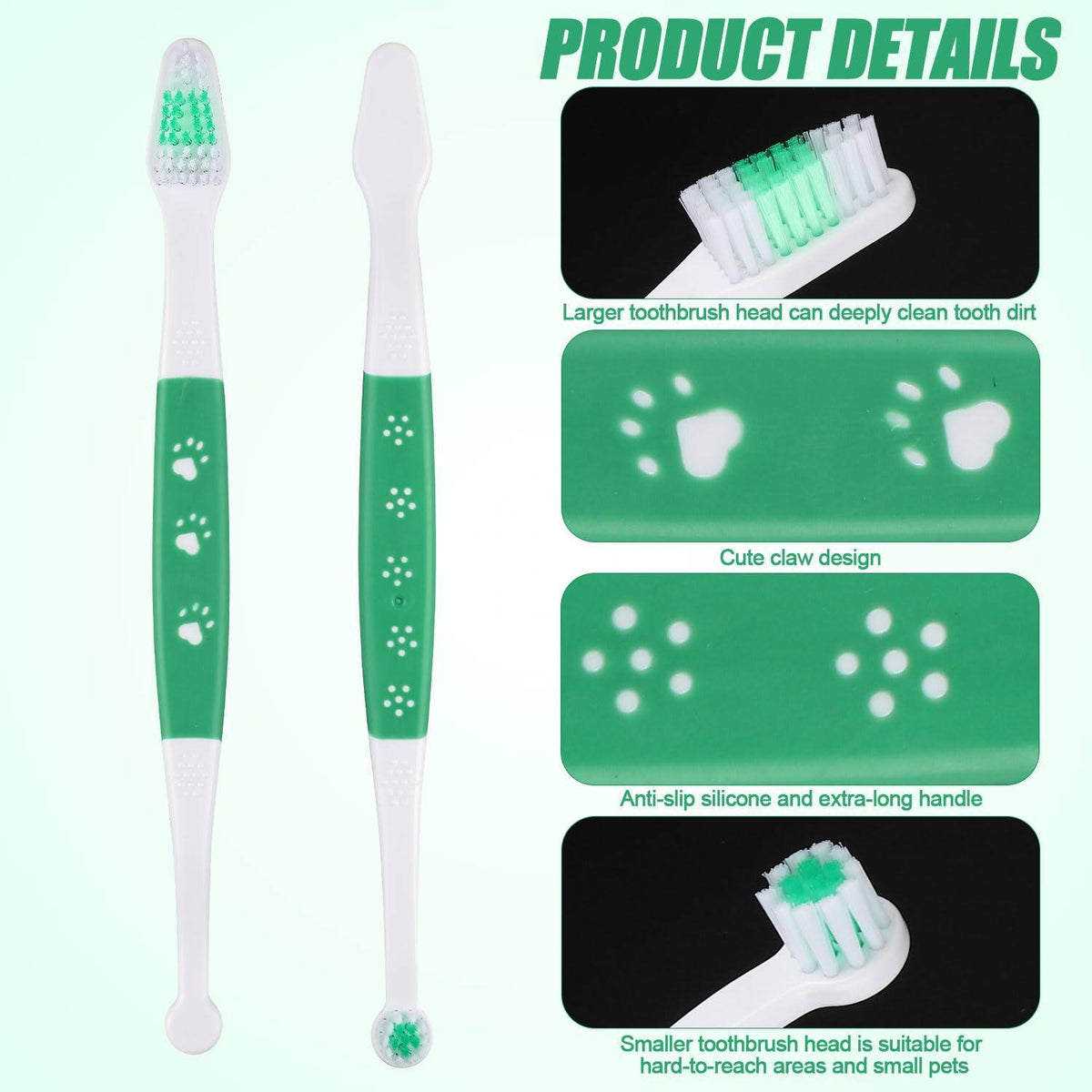 XIHIRCD 3pcs Dual Headed Pet Toothbrush Soft Bristles Dental Care Kit