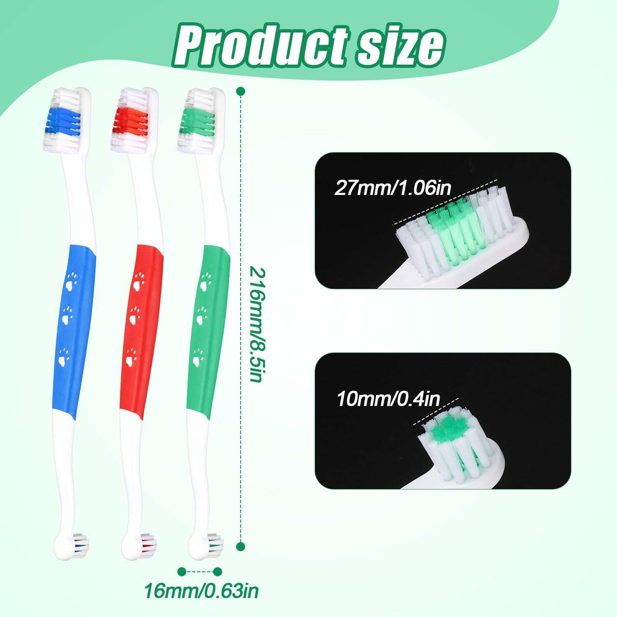 XIHIRCD 3pcs Dual Headed Pet Toothbrush Soft Bristles Dental Care Kit