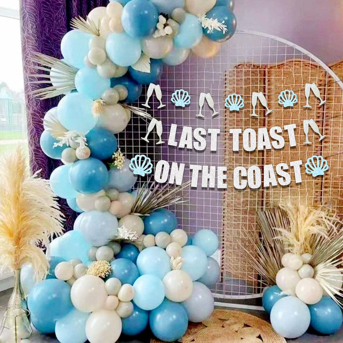 JeVenis Last Toast On The Coast Blue Beach Bachelorette Party Banner