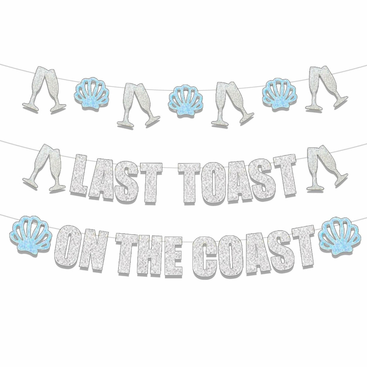 JeVenis Last Toast On The Coast Blue Beach Bachelorette Party Banner