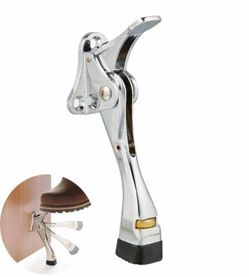 HOME&I Easy Pedal Kick Down Door Stop Chrome 4 Inch 1 Pack Height-Adjustable