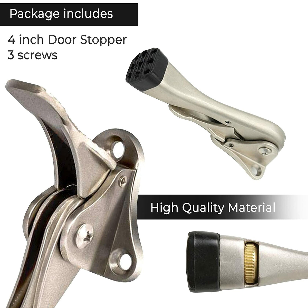 HOME&I Easy Pedal Kick Down Door Stop Chrome 4 Inch 1 Pack Height-Adjustable