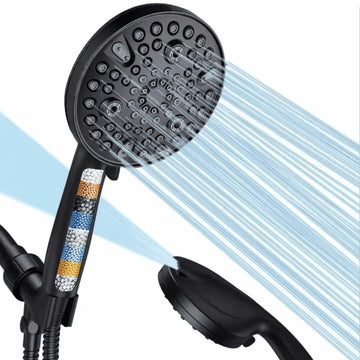 Wavizor Filtered Handheld Shower Head 10 Functions Matte Black High Pressure