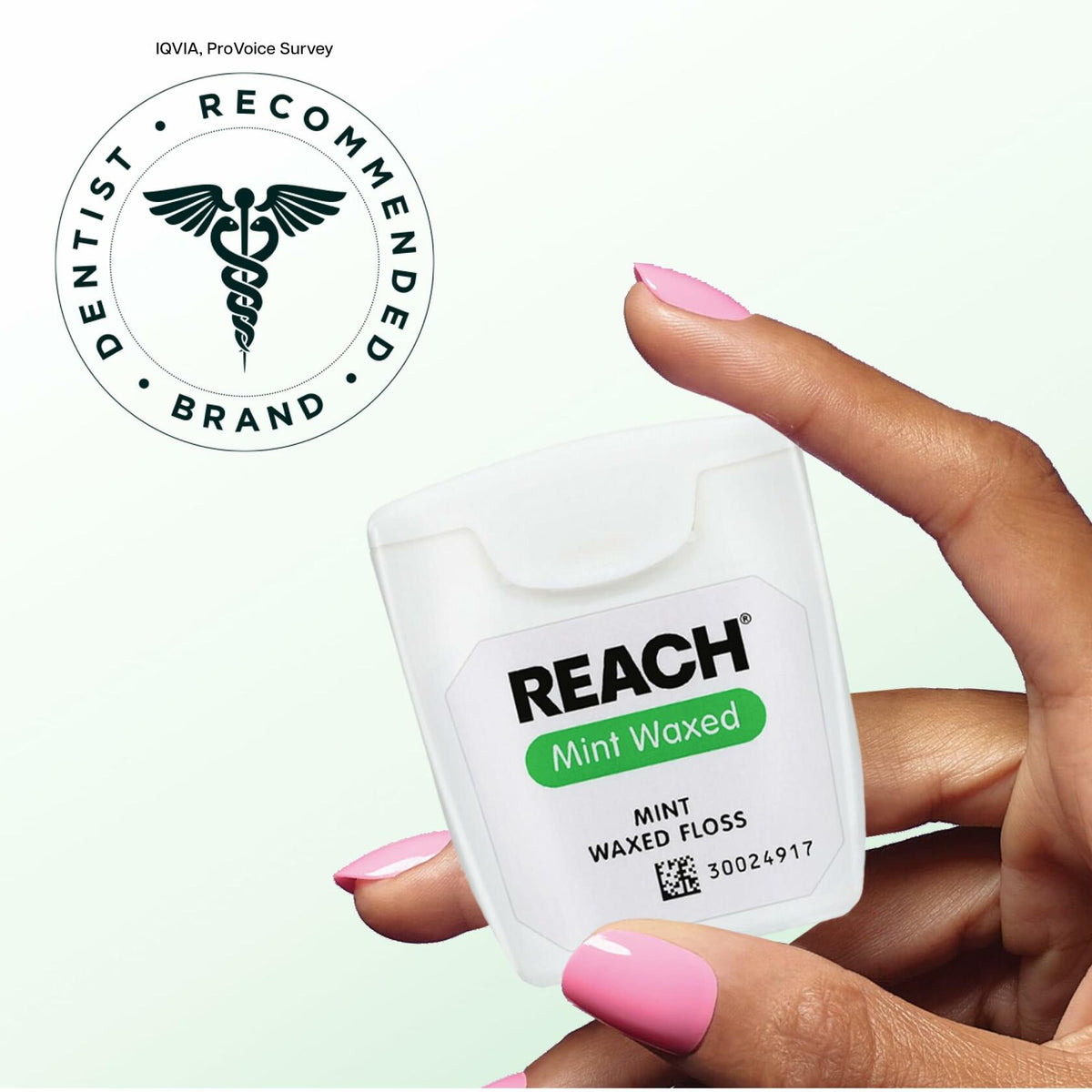 REACH Waxed Dental Floss Mint 55 yd 1 Pack PFAS Free Shred Resistant Green