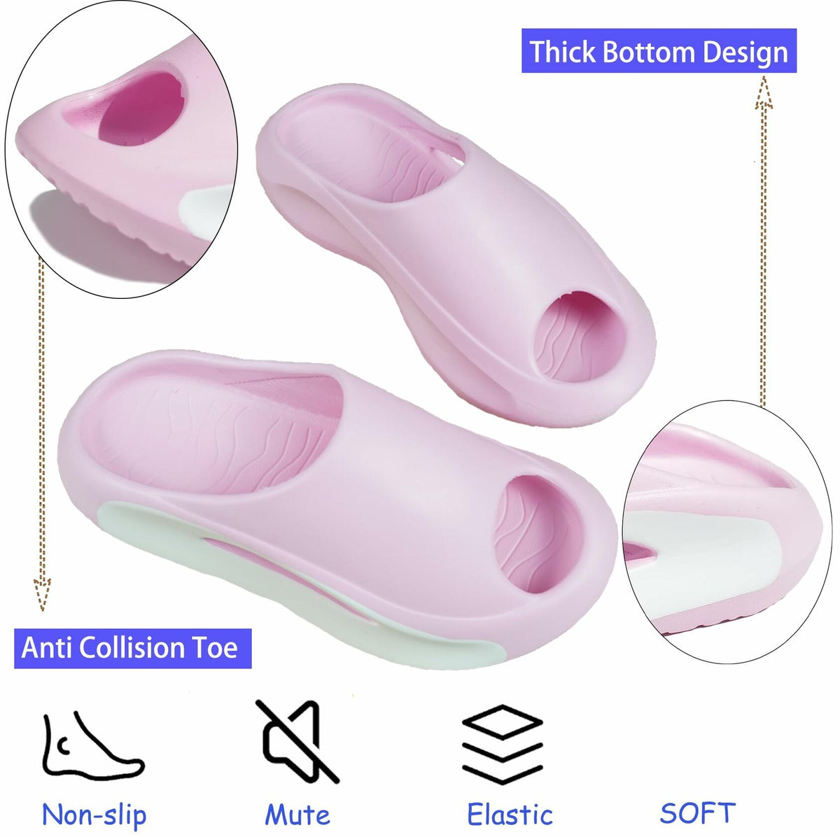 Meik Mangni Kids Cloud Slides Pillow Slippers Pink Size 9-9.5