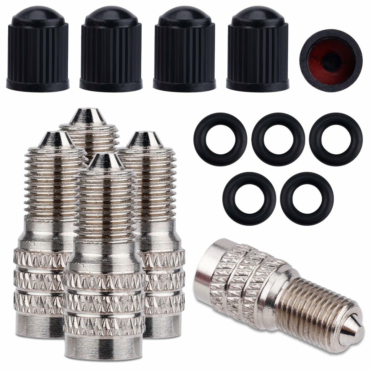 NQEUEPN 5pcs Double Seal Valve Stem Caps High Pressure Tire Valve Caps