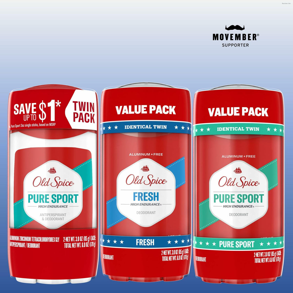 Old Spice High Endurance Men's Deodorant Fresh Scent 3oz Pack of 2