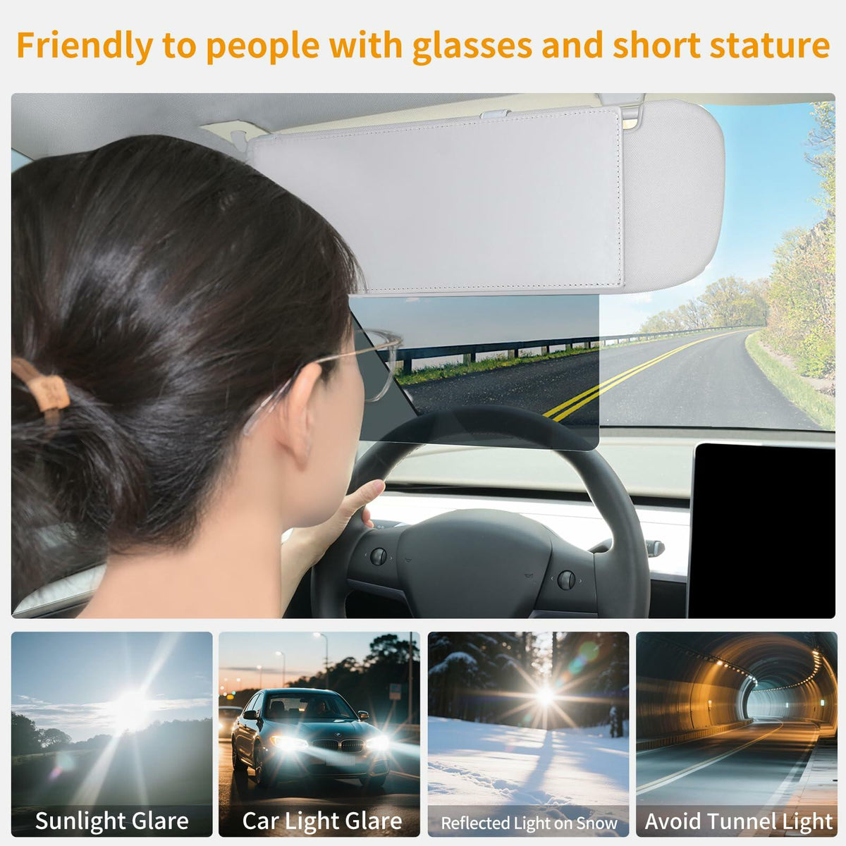 Uxcer Polarized Sun Visor Extender UV400 PC Lens Gray Sunshade Blocker