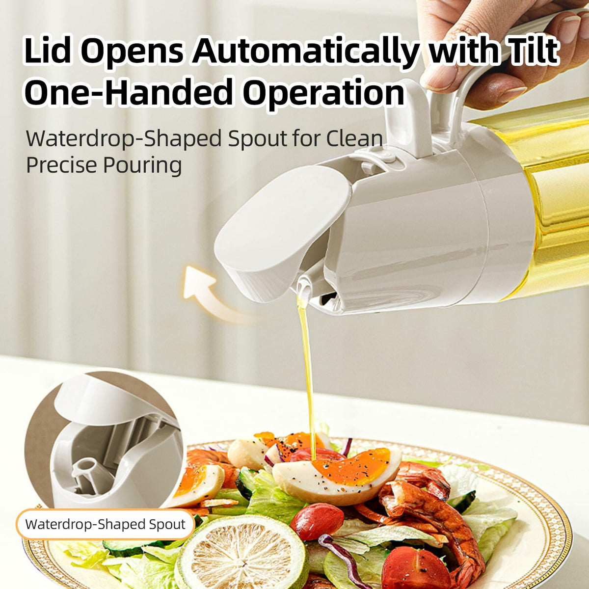 MDZF SWEET HOME Oil Sprayer 2 in 1 Olive Oil Dispenser 500ml White Glass