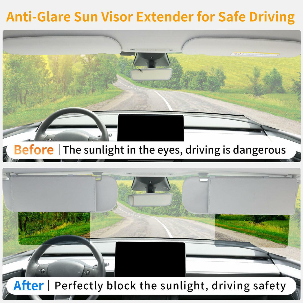 Uxcer Polarized Sun Visor Extender UV400 PC Lens Gray Sunshade Blocker