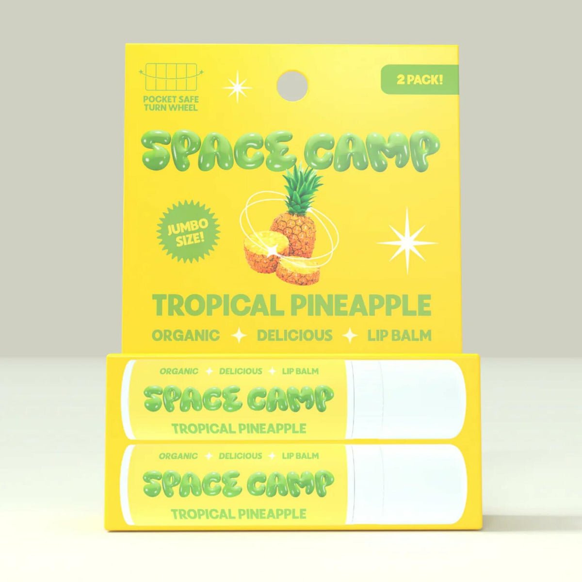 Space Camp Wellness Jumbo Lip Balm Tropical Pineapple Organic 2 Pack