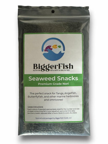 BiggerFish Seaweed Snacks Premium Green Nori Saltwater Fish 20 Half Sheets