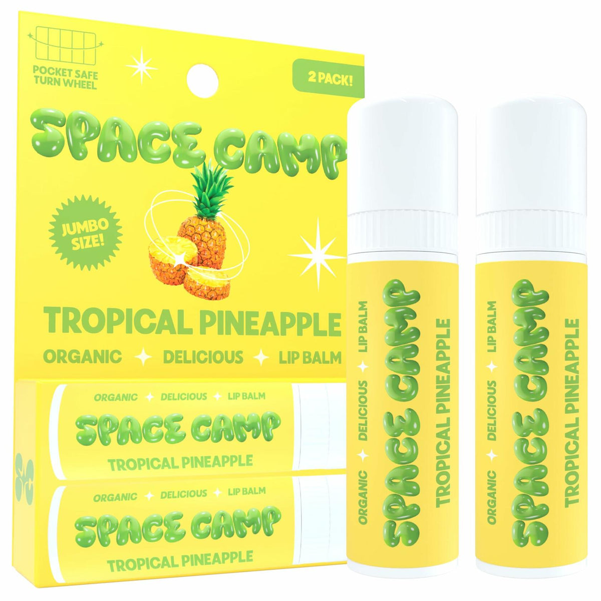 Space Camp Wellness Jumbo Lip Balm Tropical Pineapple Organic 2 Pack