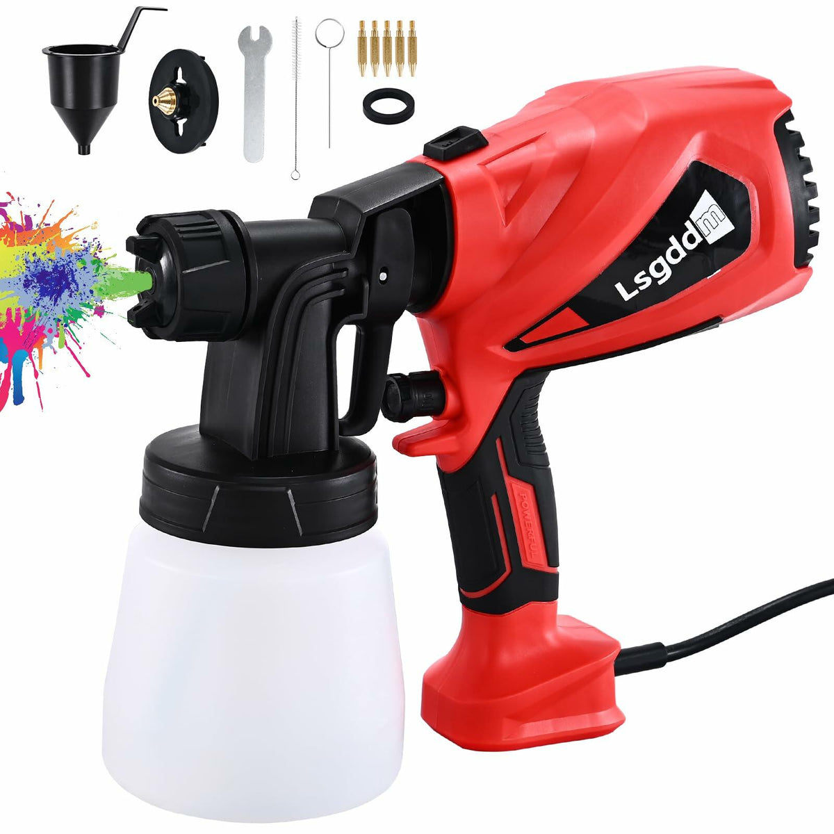 Electric Paint Sprayer with 6 Copper Nozzles & 3 Patterns for DIY Use