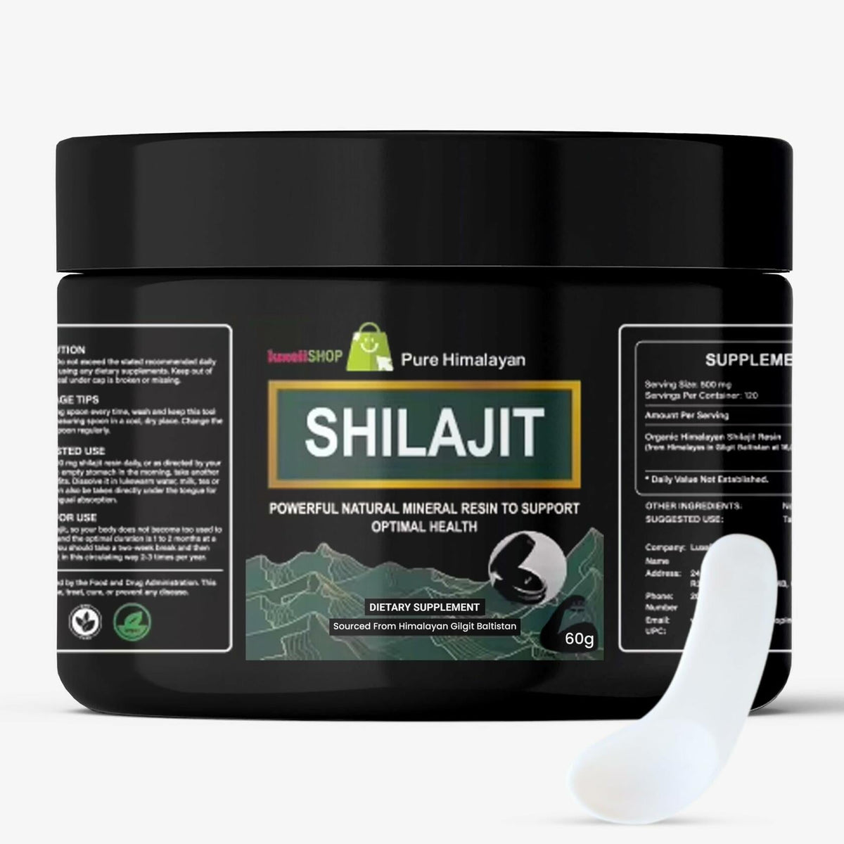 LuxeiiShop Inc Himalayan Organic Shilajit Resin 500mg 60g Energy Boost