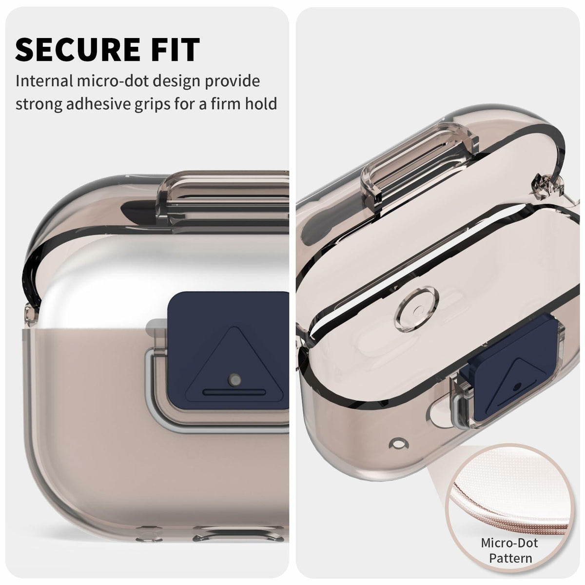 Nimuw Secure Lock Airpods Pro 1st/2nd Gen Case Soft TPU Clear Grey