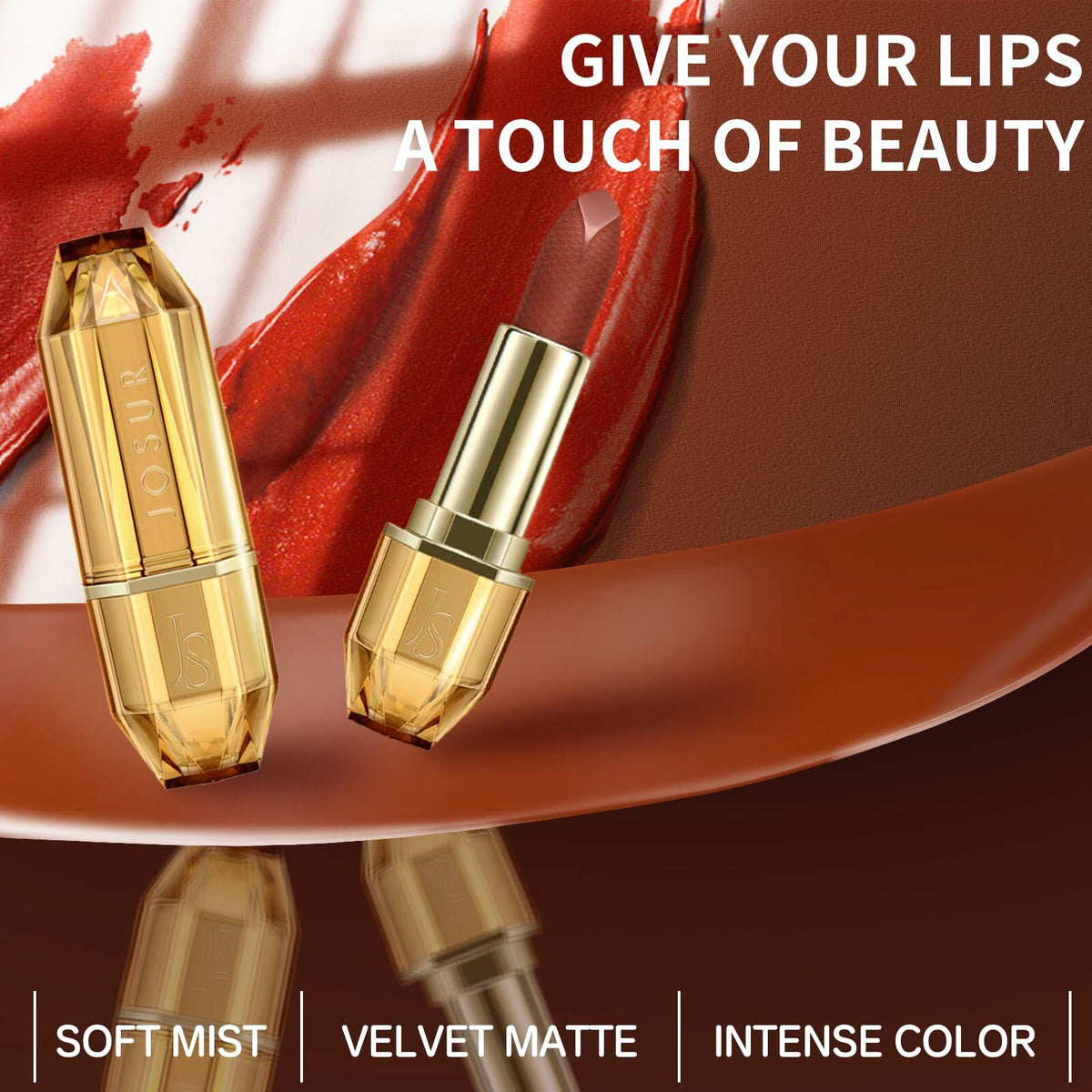 JOSURBEAUTY Mud Sense Velvet Matte Lipstick Waterproof Long-Lasting 6.35oz