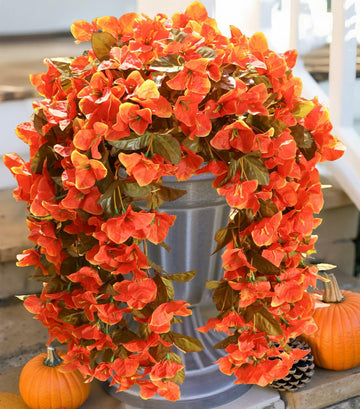 HyeFlora Bougainvillea Artificial Hanging Flowers 2pcs Orange UV Resistant