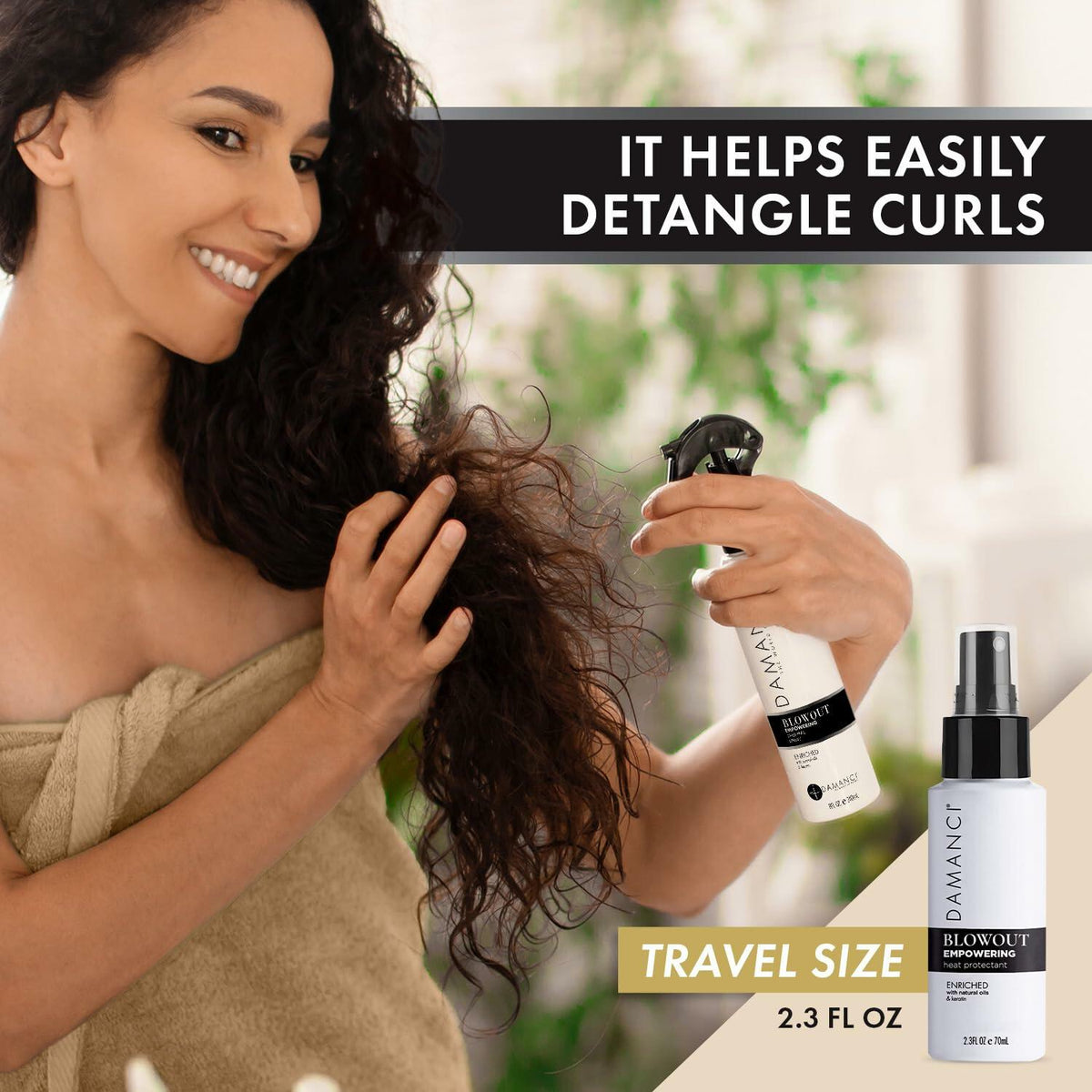 DAMANCI Empowering Blowout Spray Heat Protectant Hair 8oz White Citrus
