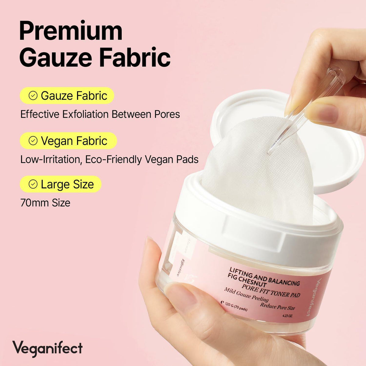 BestBy04/26 VEGANIFECT LHA Toner Pads Mild Exfoliating Hydrating 60ct