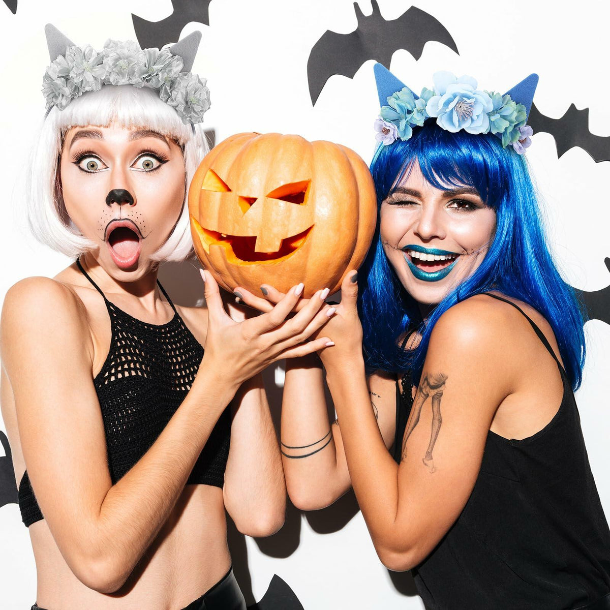 WinnerWhy 4 Pcs Blue Dog Ears Headbands Halloween Cosplay Accessories