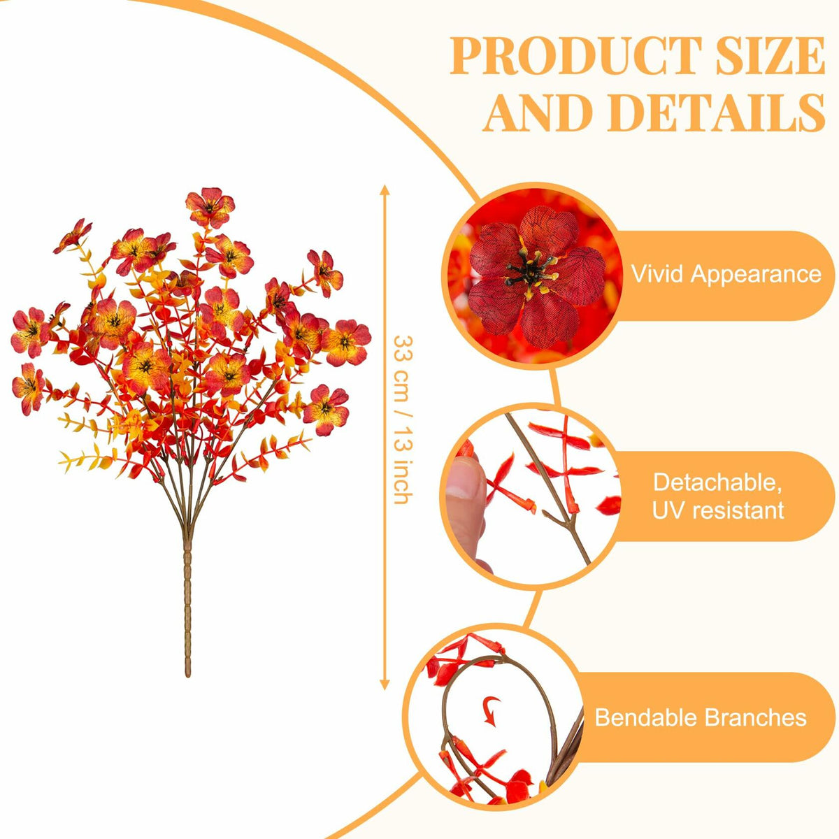 INXUGAO Artificial Mums Fall Flowers UV Resistant 9.7x9.7x13.7in B-red