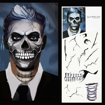 LEOARS Fake Zombie Face Tattoos Dia De Los Muertos Halloween Temporary Black