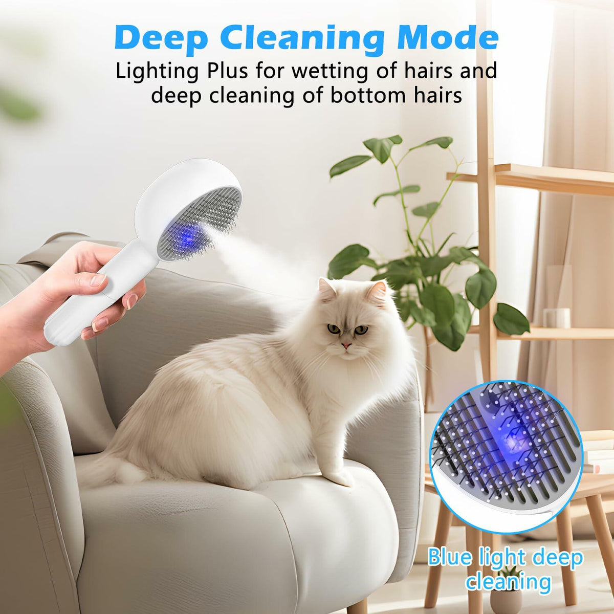 ALAFLY 4-in-1 Cat Steam Brush Grooming Comb Shedding Massage Gray
