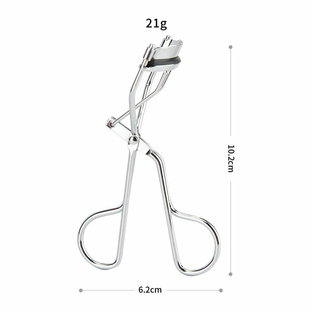 BLISSOTOPIA 2-in-1 Eyelash Curler and Tweezer Set Silver Travel Friendly