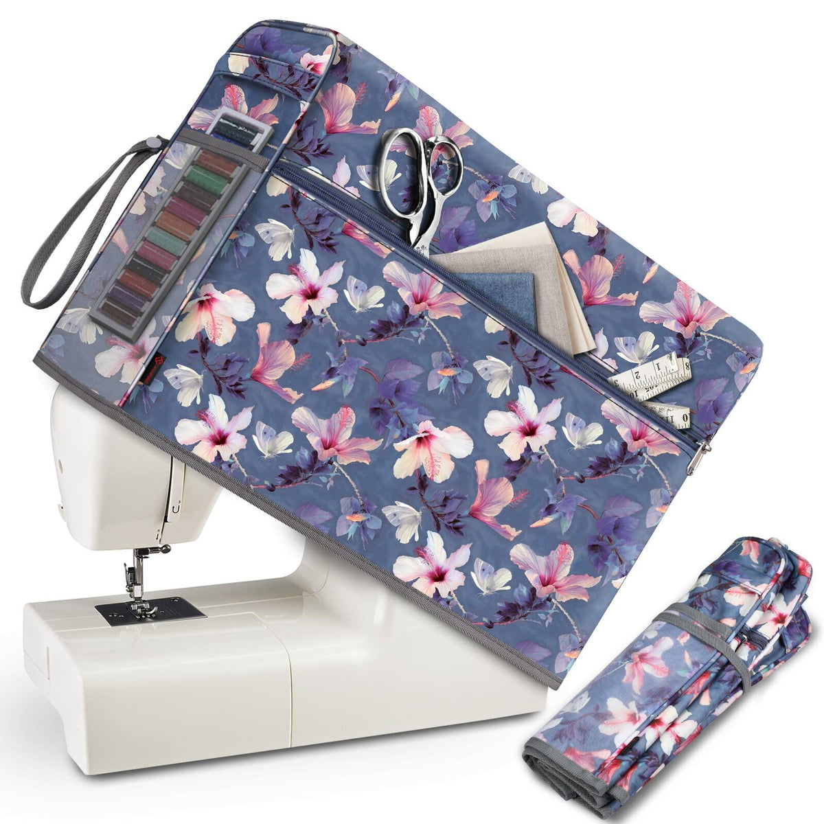 FINPAC Sewing Machine Dust Cover with Pockets for Singer Brother Janome