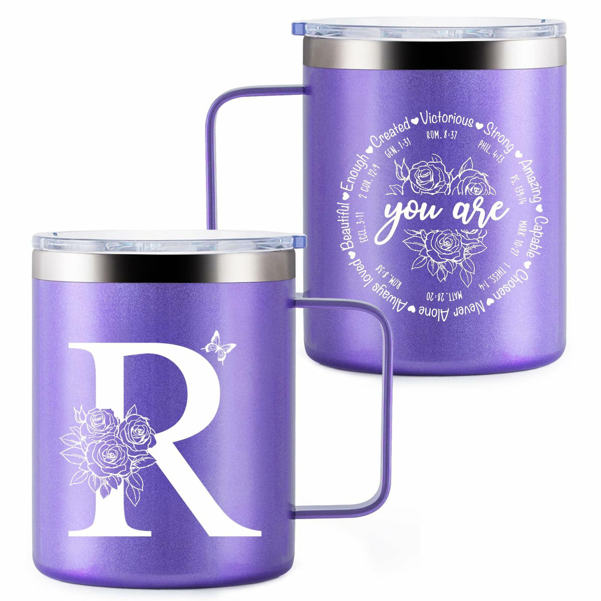 Culaiwan Christian Gifts Women 12oz 'You Are' Tumbler Mug Purple-R
