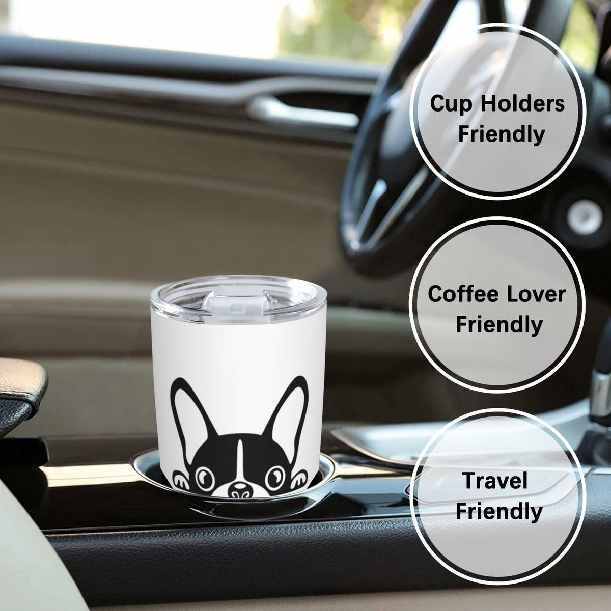Fenmshairy Boston Terrier Stainless Steel Tumbler 20oz Travel Mug Lid