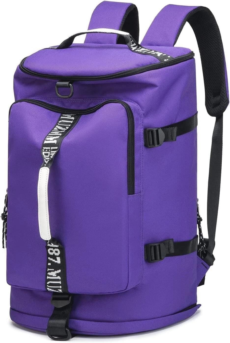 FUNYAGO Gym Duffle Bag Waterproof Laptop Backpack 40L Purple Size Standard