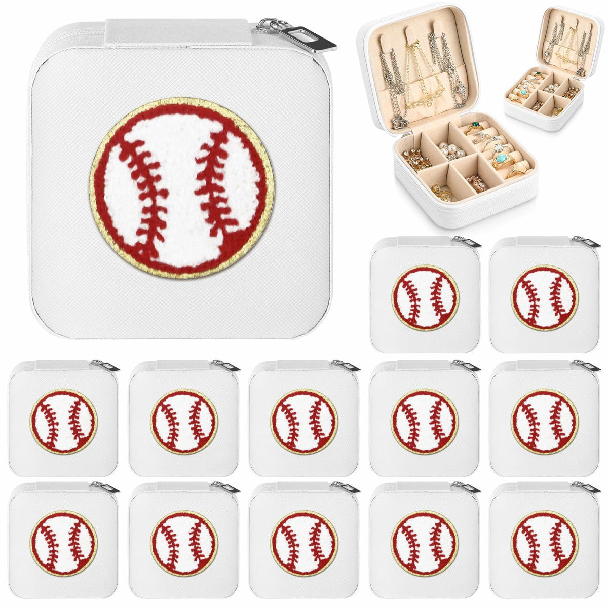 Leinuosen 12 Pack Baseball Jewelry Case for Women Team Graduates PU Leather