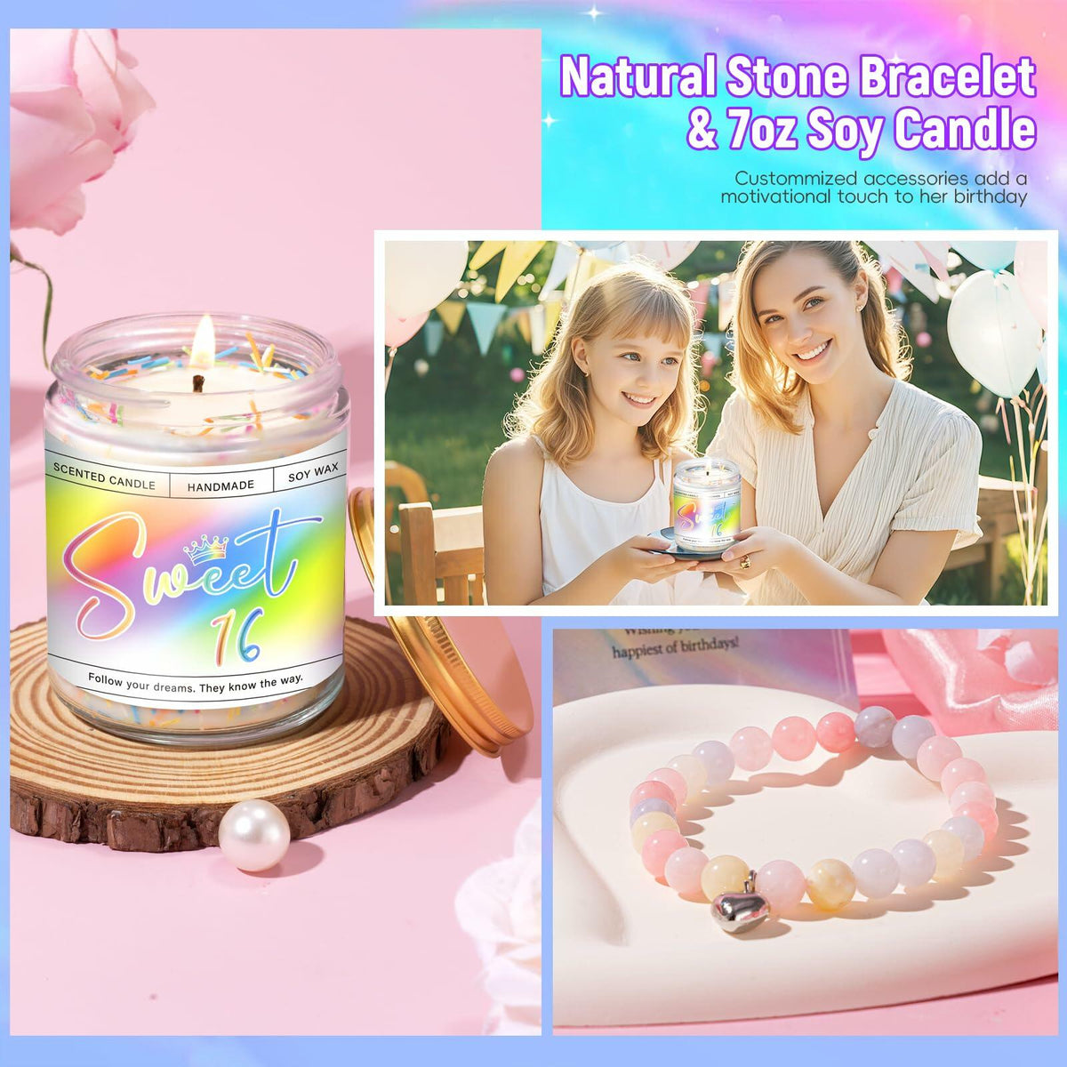 Frerdui Sweet 16 Gifts for Girls Rainbow 11 PCS Stainless Steel Set