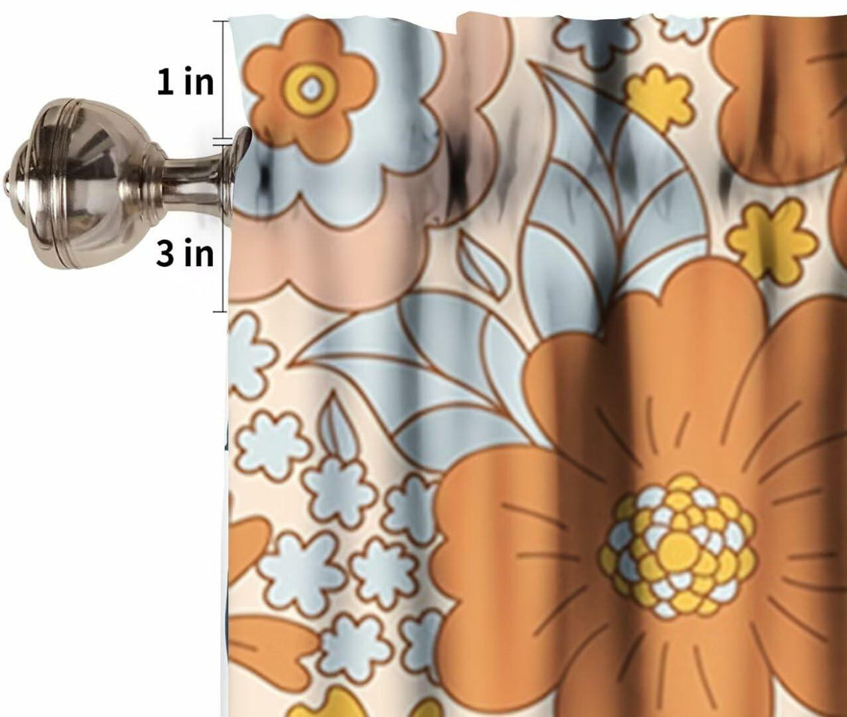 JanJCurt Retro 70s Floral Valance Hippie Flower Power Polyester 54x18in