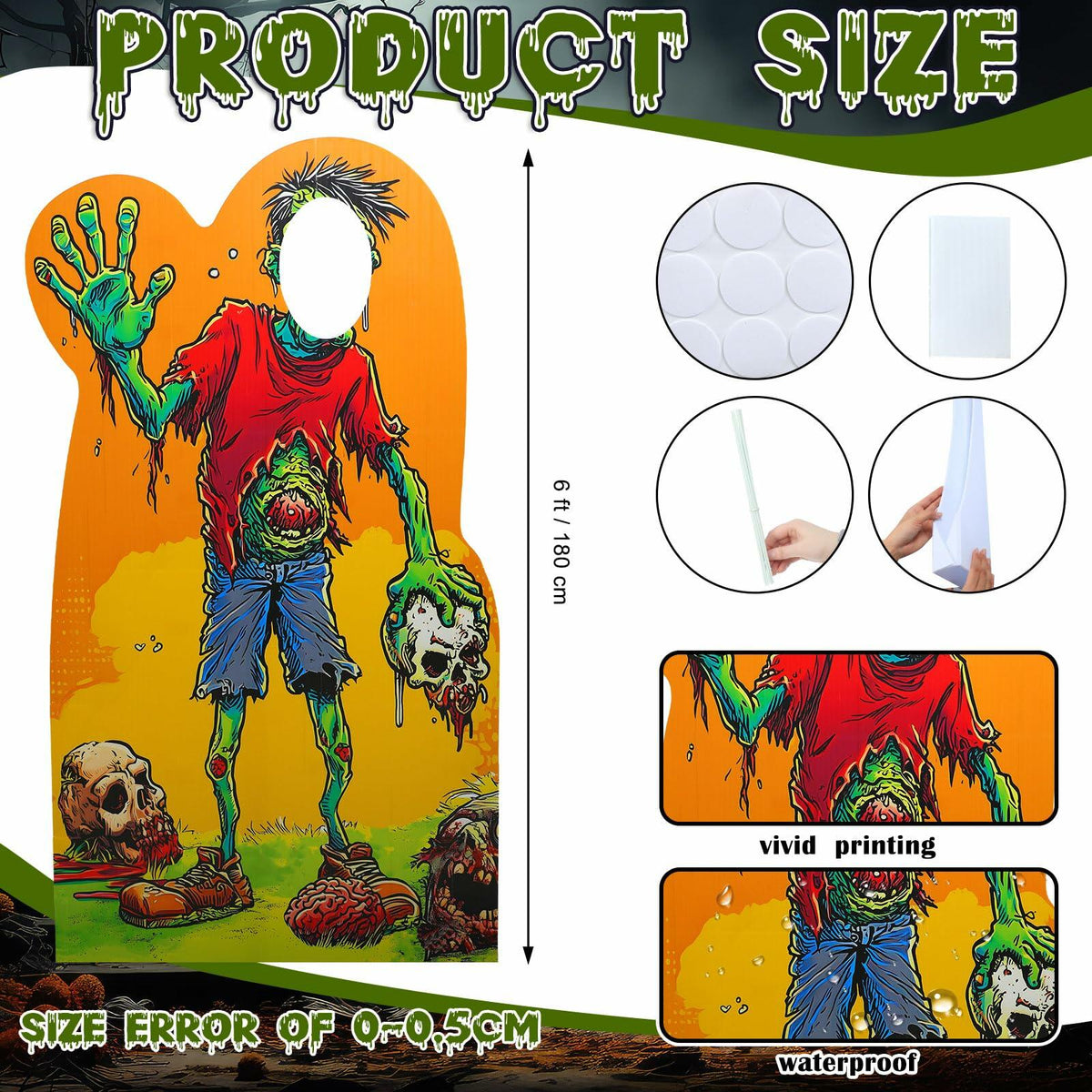 Roowest 6ft Halloween Life Size Cardboard Cutout Prop Party Decoration