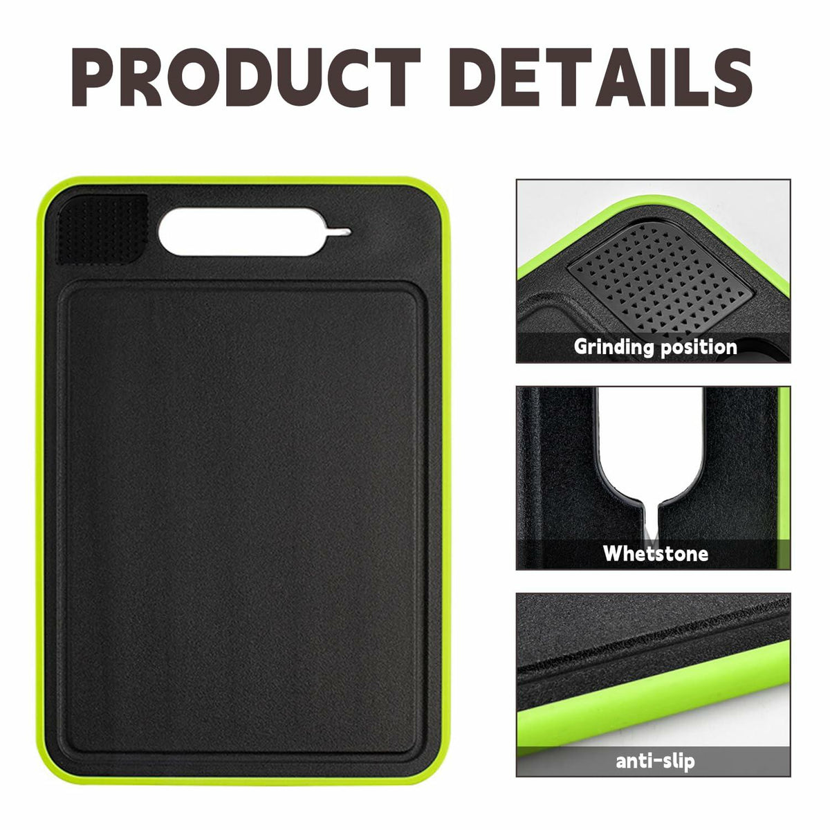 AOWBCGD Cutting Board Double Sided 2 Pcs Large+Small Khaki Stainless Steel