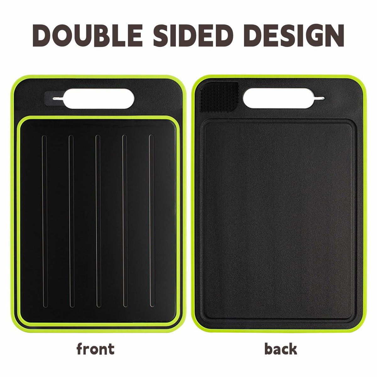 AOWBCGD Cutting Board Double Sided 2 Pcs Large+Small Khaki Stainless Steel