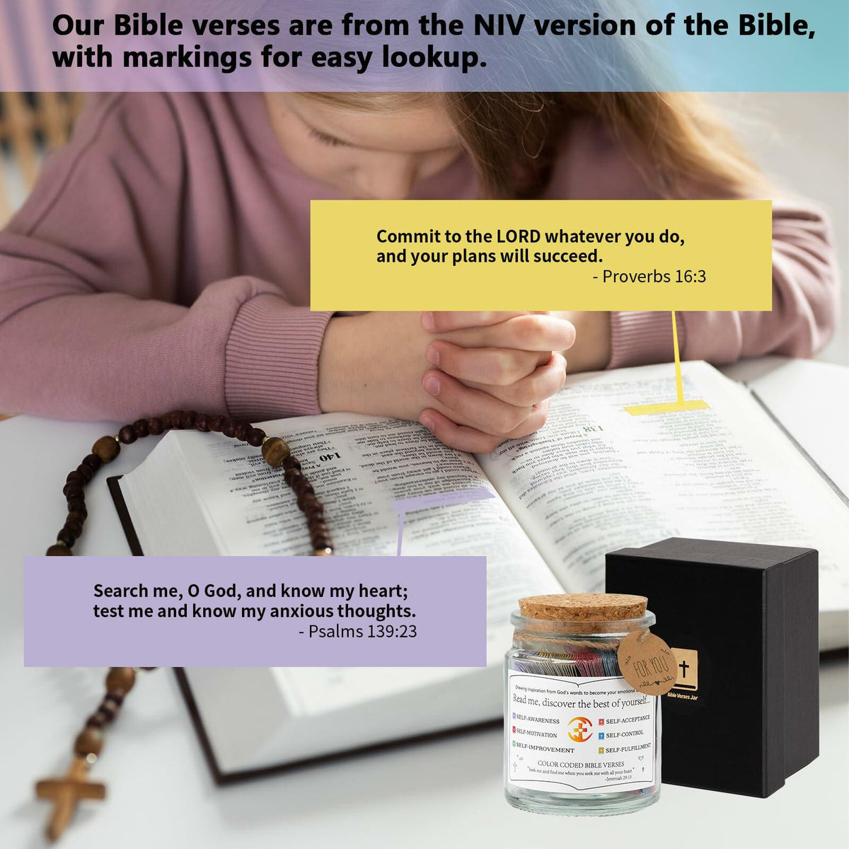 NStuiv Prayer Cards Scripture Bible Verses Jar Religious Gift for Growth