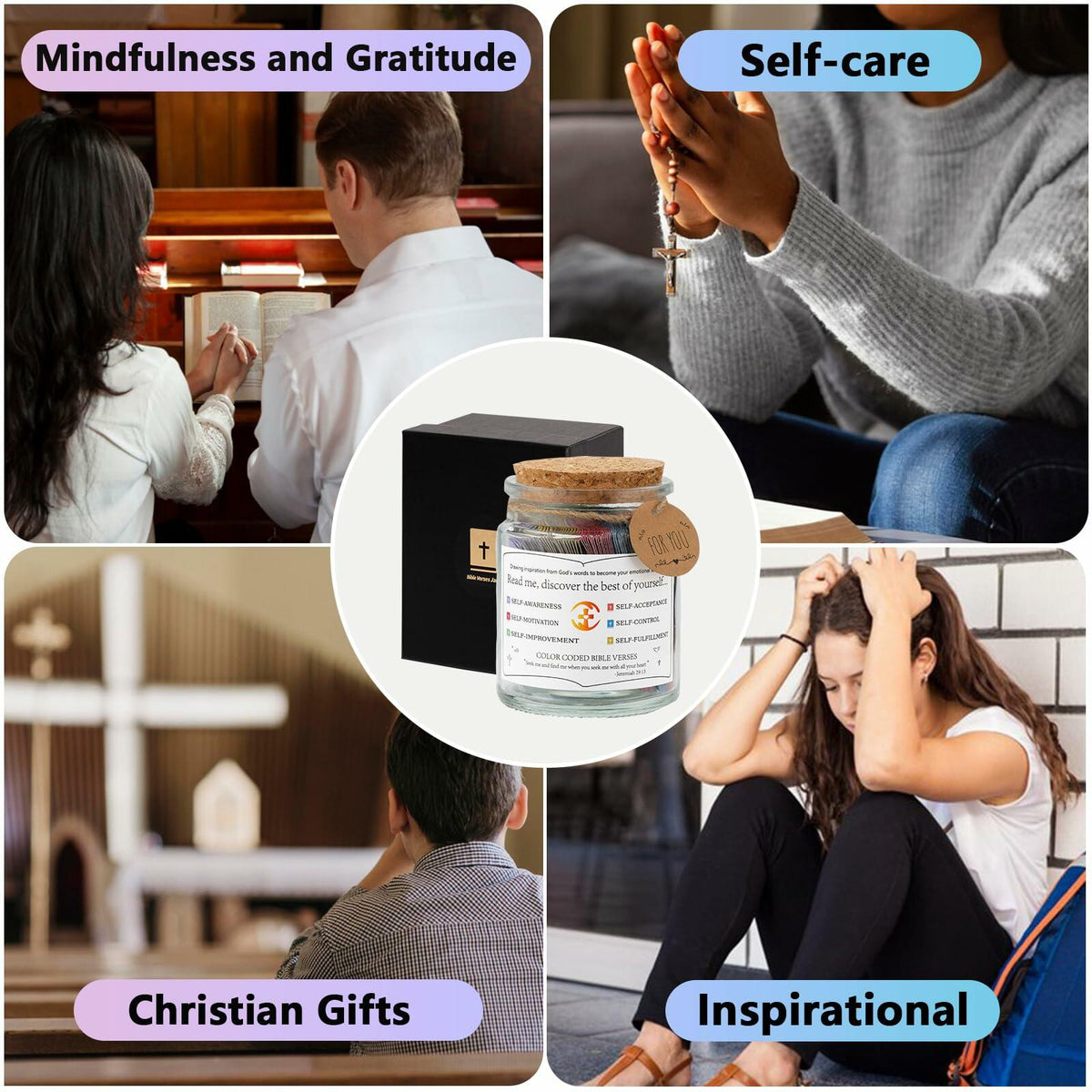 NStuiv Prayer Cards Scripture Bible Verses Jar Religious Gift for Growth
