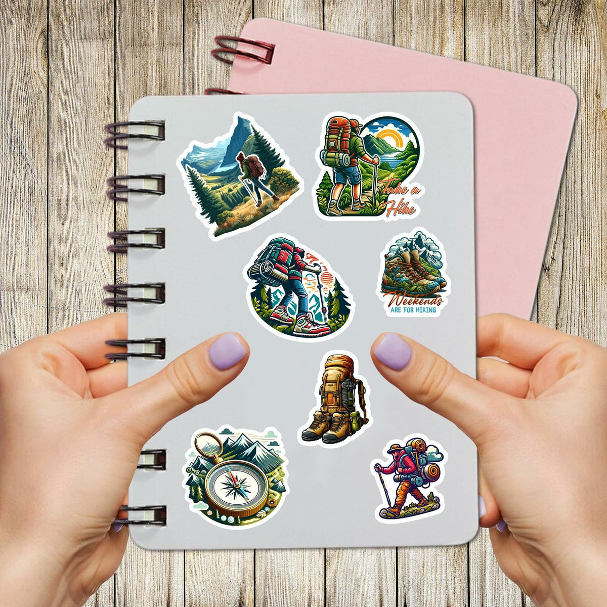 BIGZORO 50 PCS Wilderness Hiking Waterproof Vinyl Stickers Decals Outdoors
