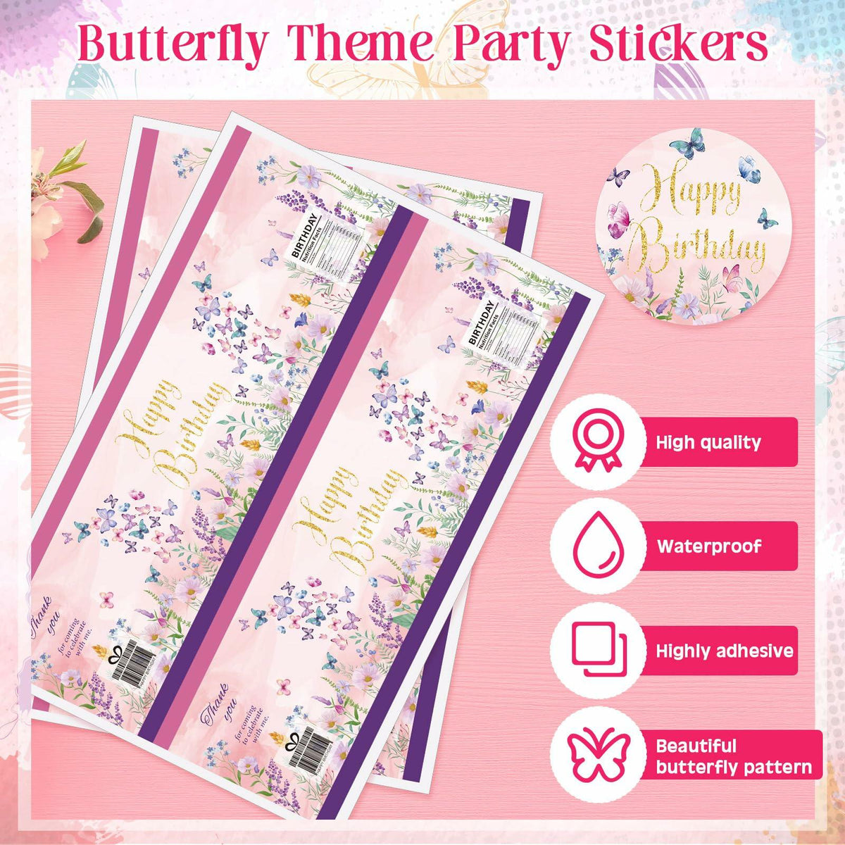 [Like New] Beeveer 12 Set 3.15in Clear Half Ball Candy Dome Shaker Butterfly Labels