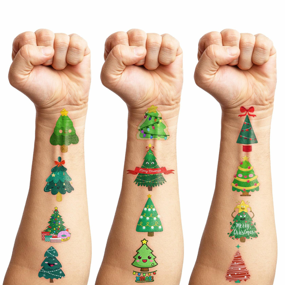 MeoIsDaBest 105 PCS Christmas Tree Temporary Tattoos Multi Color Party Favors