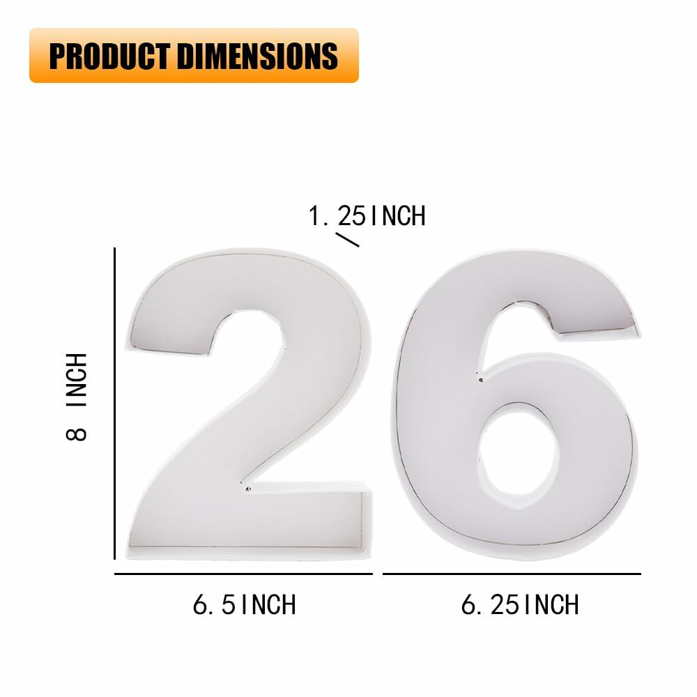 Alkiuyfv 8" Fillable Paper Mache Number Cardboard Letter Tray Container 26 White