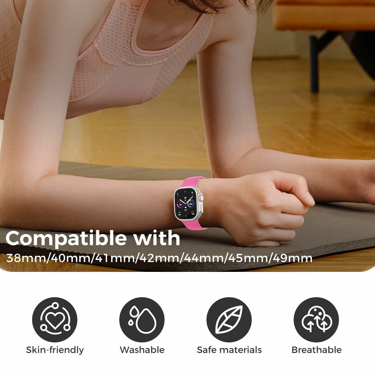 Washun Silicone Band Apple Watch 38-49mm Sport Strap Sapphire Blue Size M/L