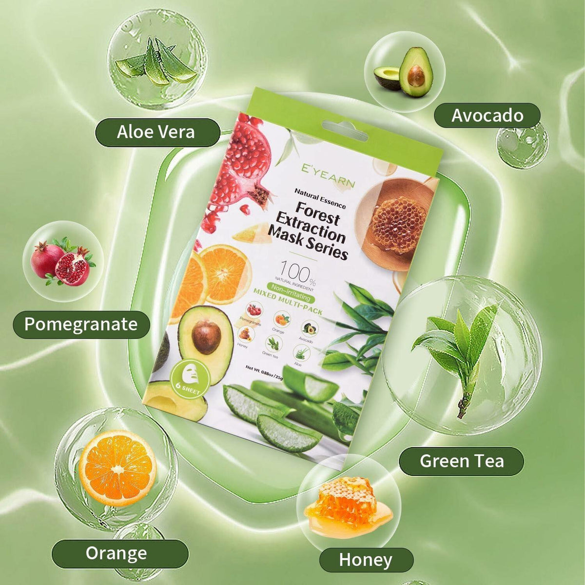 Generic Herbal Face Sheet Masks Aloe Vera Vitamin C Glycerin 1 Count Pack of 5