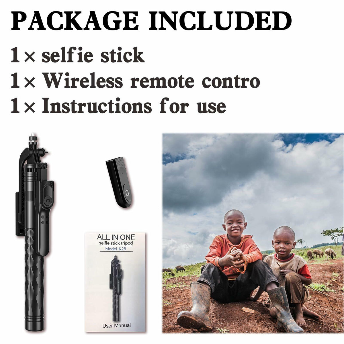 OUSHAACK 69in Phone Tripod Selfie Stick Lightweight Stand with Remote