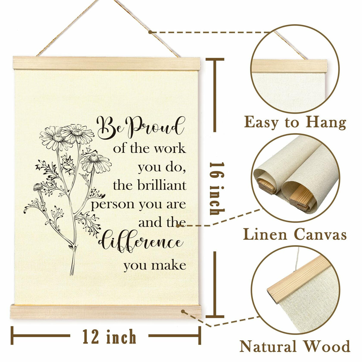 TAEDIN Mental Health Wall Art Poster Hanger Frame 12x16 White Wood