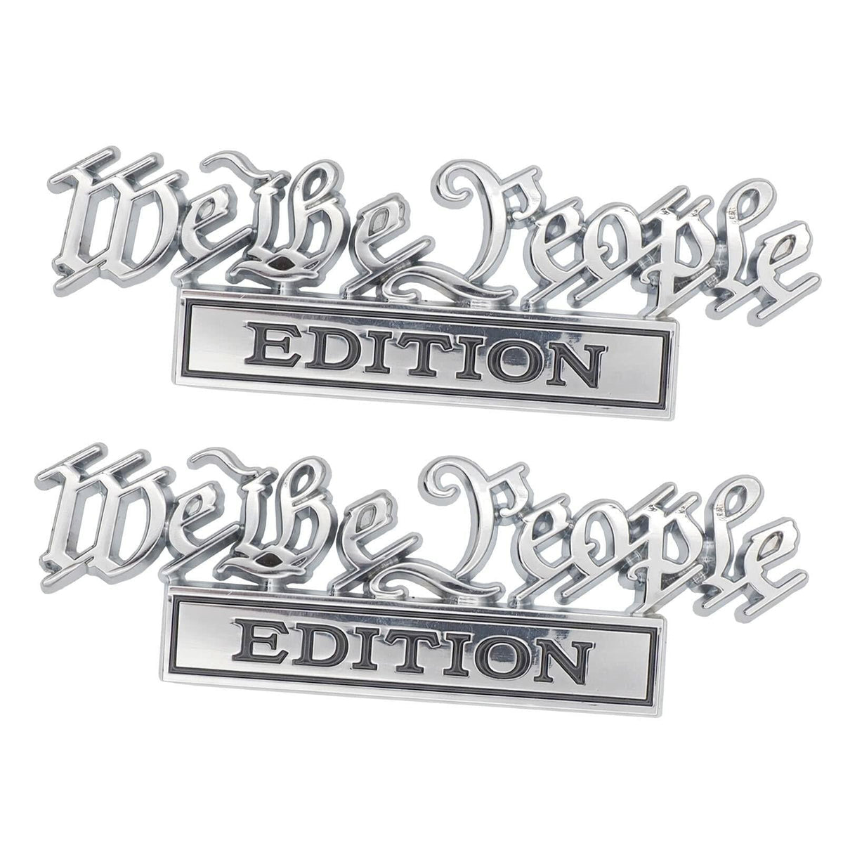 We The People 3D Fender Badge Decals Black/Red for Car Truck SUV 2 Pack